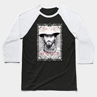 Cowboy Brave Wild Nature Illustration Line Epic Illustration Line Art Baseball T-Shirt